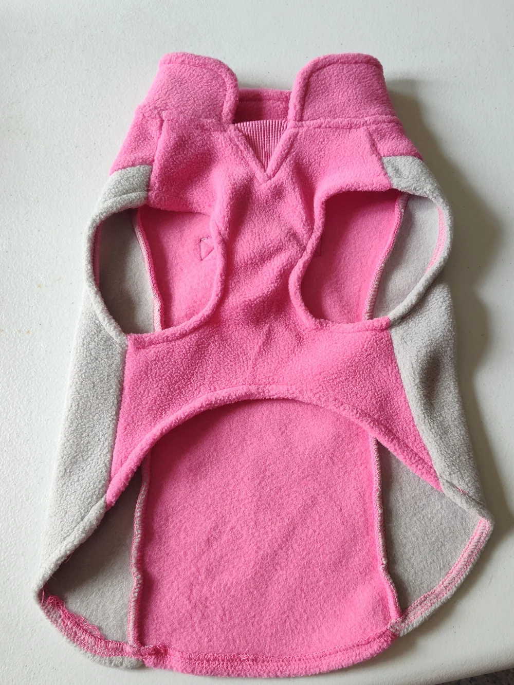 Pink and Light Gray Fleece Dog Vest Sweater